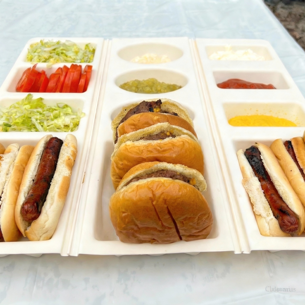 Burgers and hot dogs station
